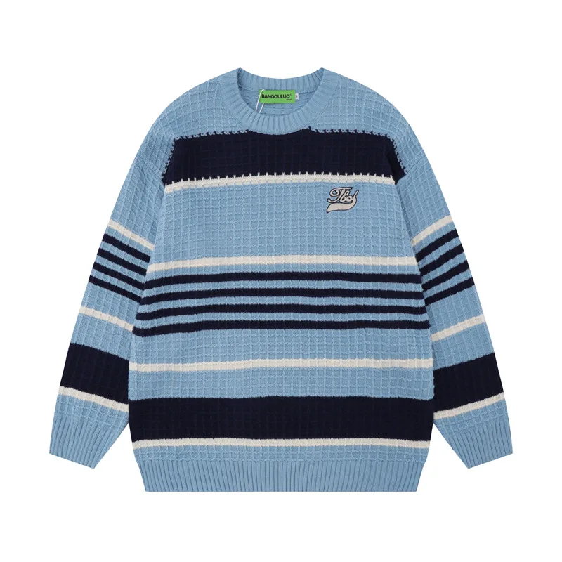 

Бренд Tide, американский ретро цвет, полосатый жаккардовый вязаный осенний новый мужской и женский повседневный студенческий свитер для пар