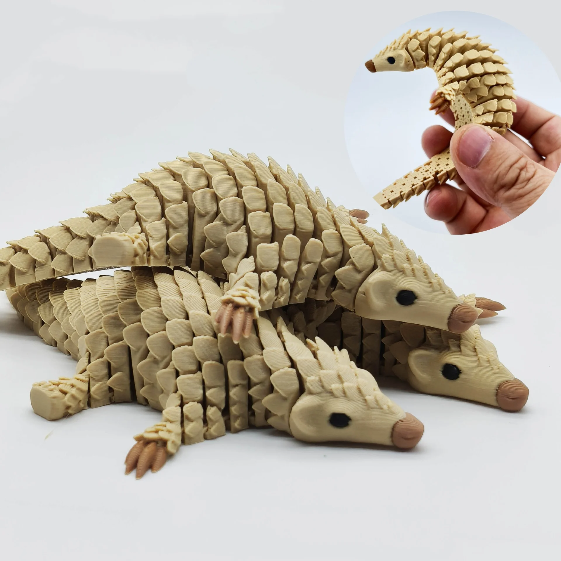 1Pc Creative 3D polychrome Printed Simulated Animal Mode Pangolin Ornaments Statue Animal Model Home Office Desktop Decoration