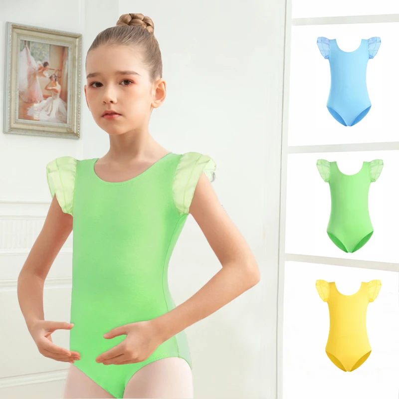 Girls Ballet Leotard Toddler Ruffle Sleeve Leotard Dancewear for team Dance practice