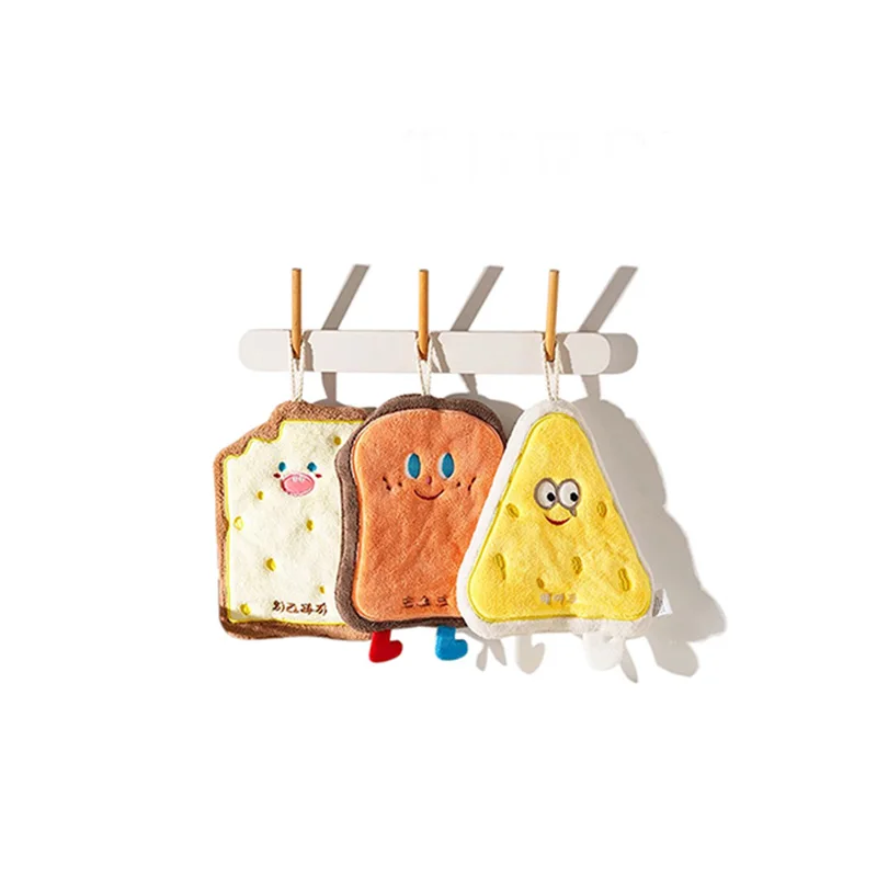 Cute Cartoon Hand Towel Hanging Kitchen Hand Wipe Quick Dry Wipe Three Layers of Thickened Coral Flannel Towel Handkerchiefs