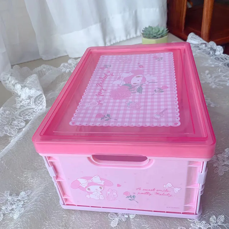 New Sanrio Storage Box Japanese Cute Hello Kitty Mymelody Kuromi Foldable Cosmetic Box Kawaii Cartoon Children\'s Toy Sorting Box