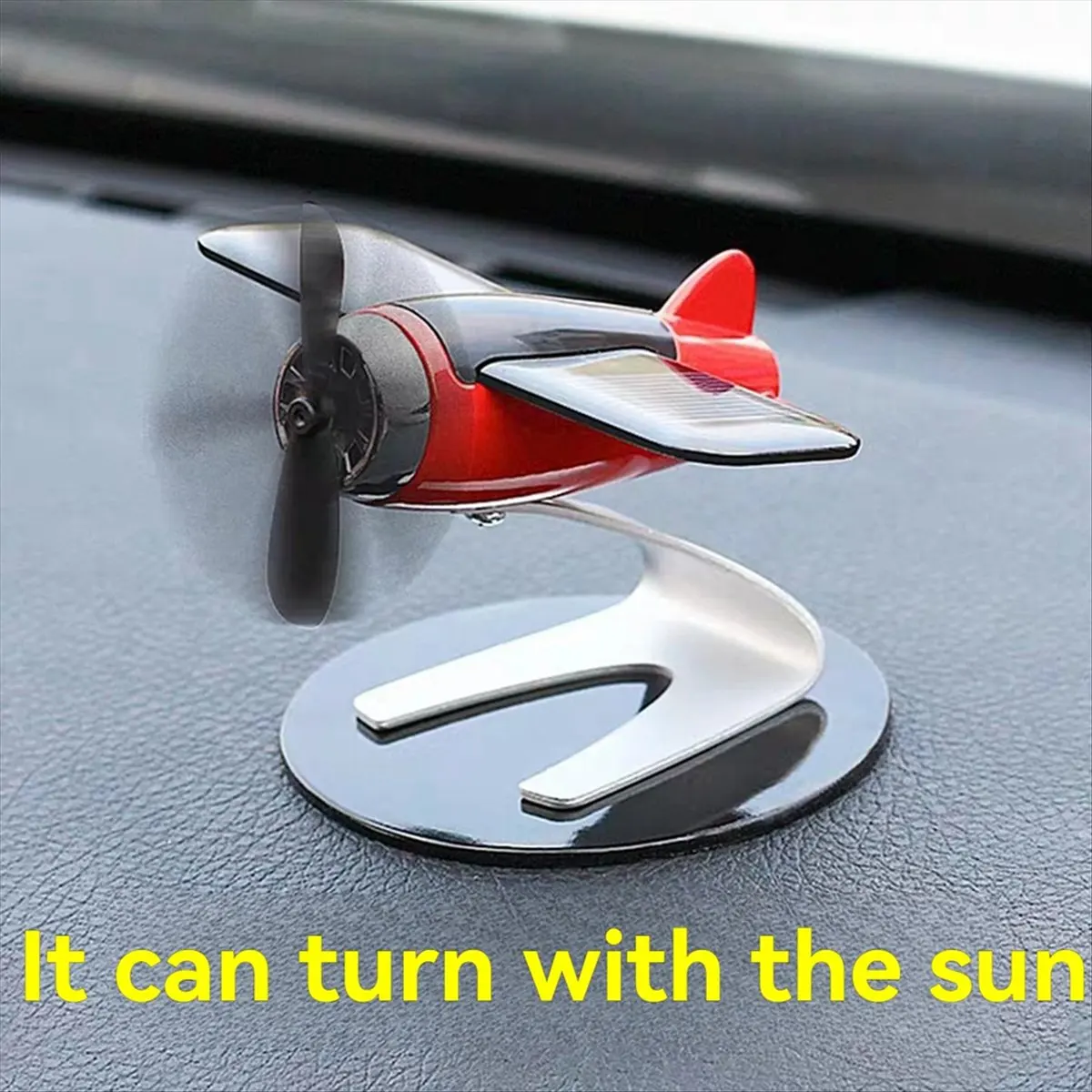 N14R Top Solar Powered Rotating Airplane Decorative Ornaments Airplane Lover Gift Home Desk Accessories Black