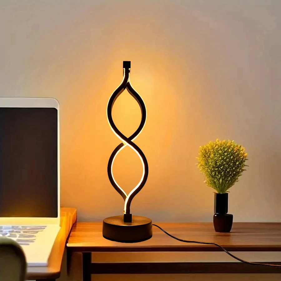 1PC Creative Figure-eight Desk Lamp USB Three-tone Light Bedroom Desk Lamp