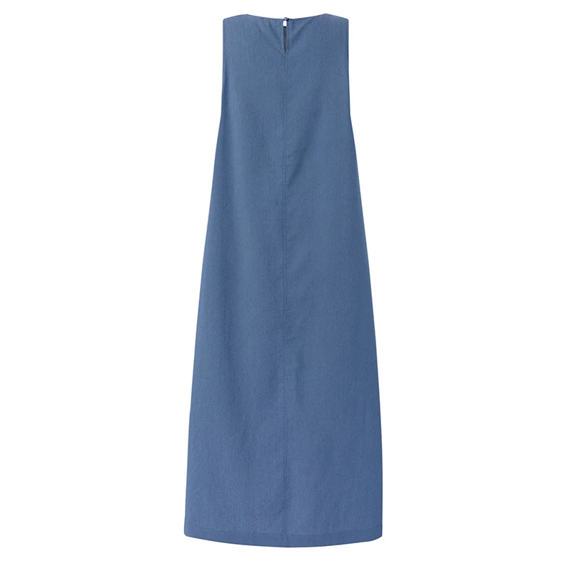 Sommer Vestidos VONDA 2025, Frauen Maxi Denim Kleid Solide Sommerkleid Plissee Vestido Lose Ärmel A-Line Casual Robe Übergroßen