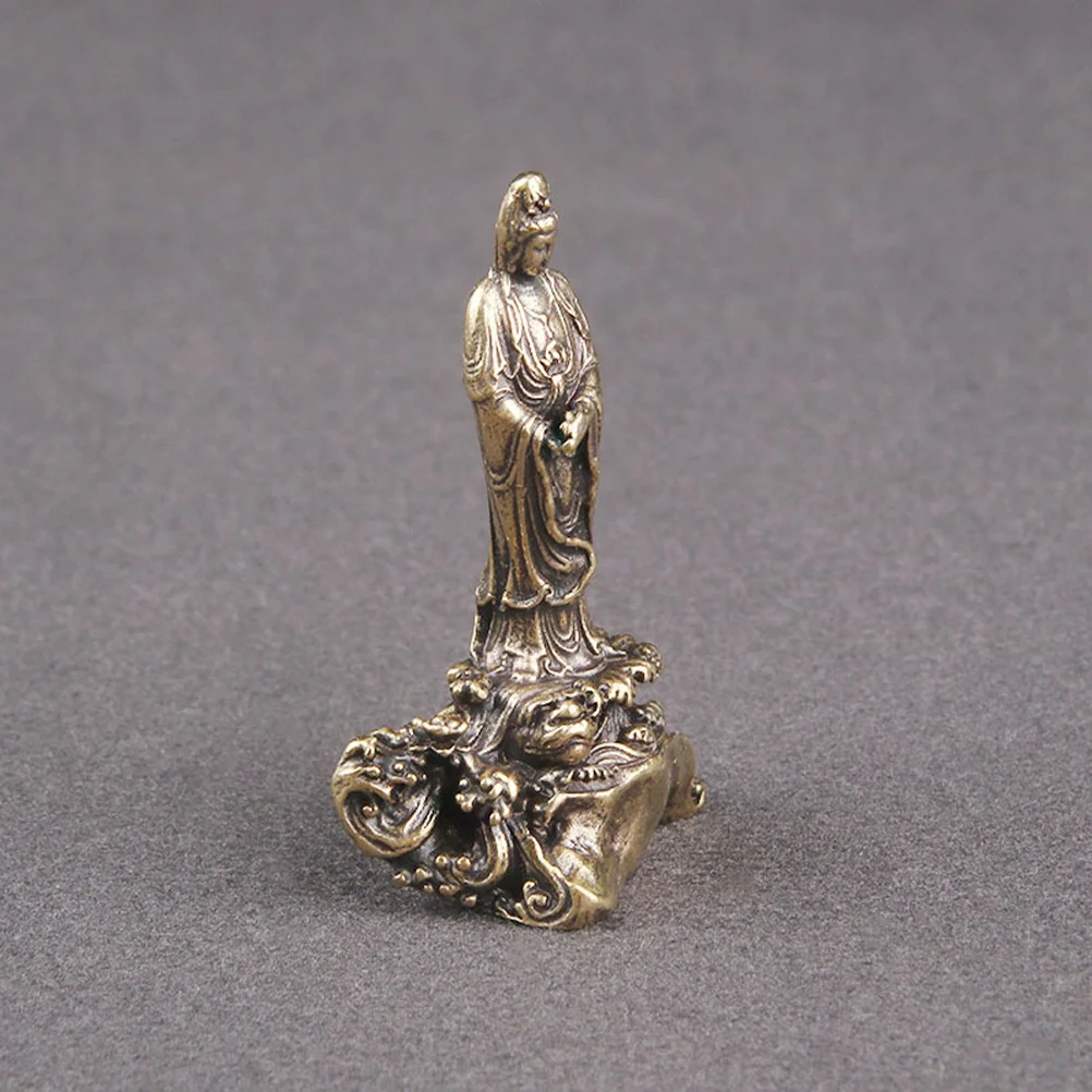 

Small Brass Statue for Desktop Home Office Decor Retro Temple Decoration Delicate Indoor Adornment Metal Craft Ornament