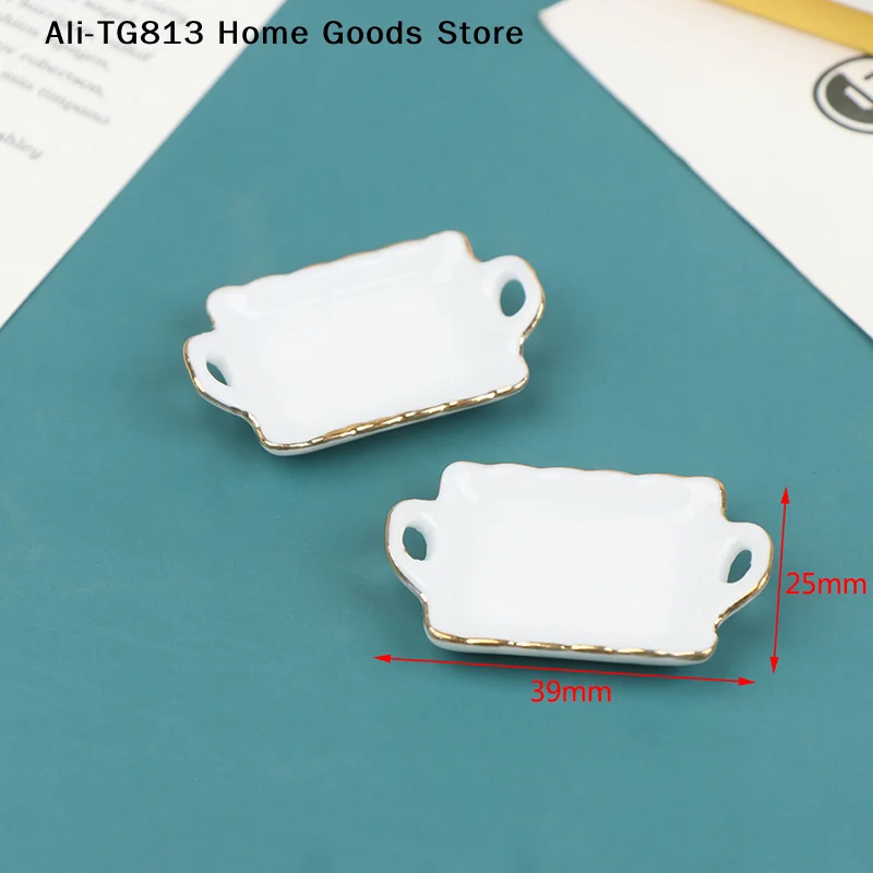 

[TG813]1Pcs 1/12 Dollhouse Miniature Ceramic Food Tray Plate Dishs Kitchen Accessories