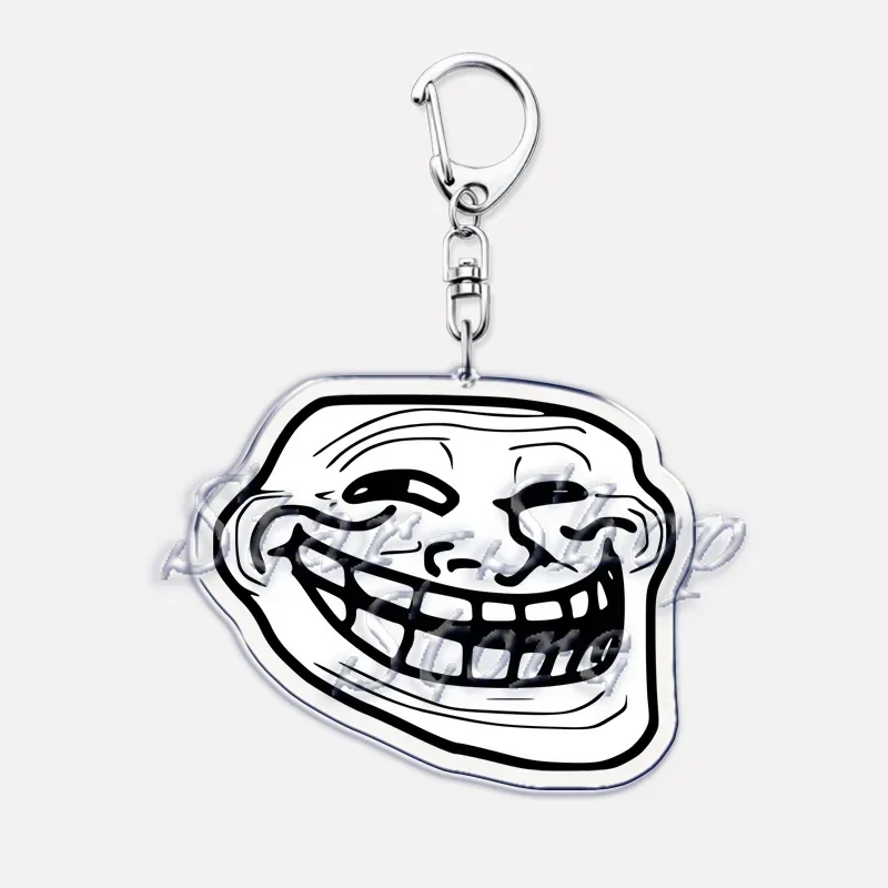 Fun Troll Face Keychain for Accessories Bag No Me Gusta Rage Face ForeverAlone Pendant Key Chain Ring Keyring Jewelry Fans Gifts