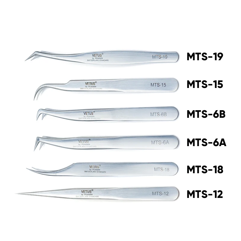 1 pz VETUS New MTS pinzette per ciglia in acciaio inox antistatico punta Super Fine per l'estensione delle ciglia riparazione dell'orologio pinzette ESD