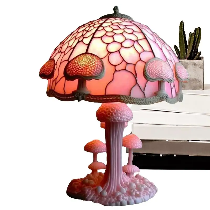 Retro Mushroom Table Lamp Fantasy Colorful Plants Desk Light Resin Plant Shape USB Charging Bulb Lamp Dark Decor For Kitchen