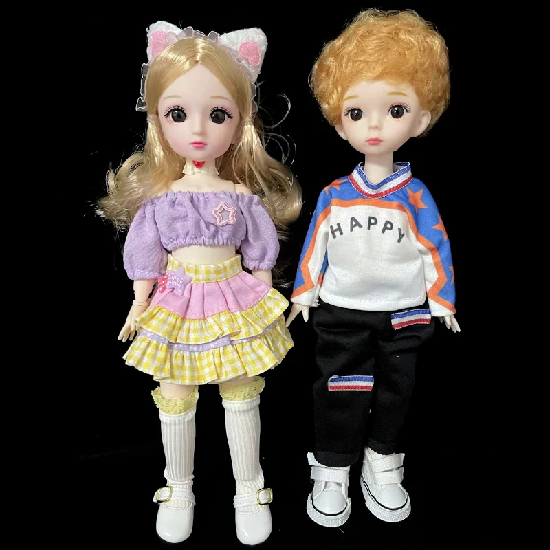 Fashion 30cm Boys and Girls Doll 1/6 BJD Doll Couple Doll Set Kids Girls Doll Toy Gift