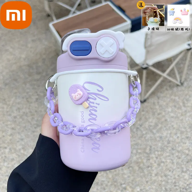 Xiaomi Thermal Bottle Children'S Insulated Cup Girls' High Face Value 316 Water Bottle Lettering Cute Drink Straw Thermos Water