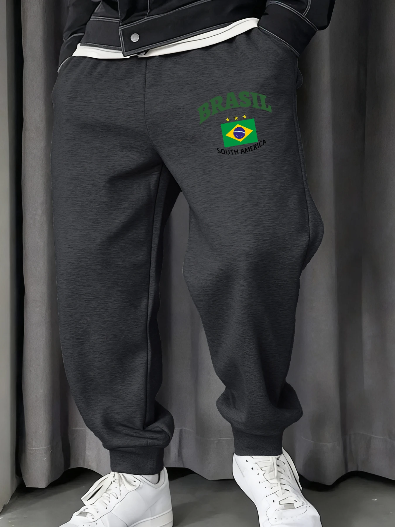 

Мужские спортивные штаны с принтом Бразилии, Южной Америки, теплые флисовые брюки, брюки для бега, удобные универсальные длинные брюки с карманами