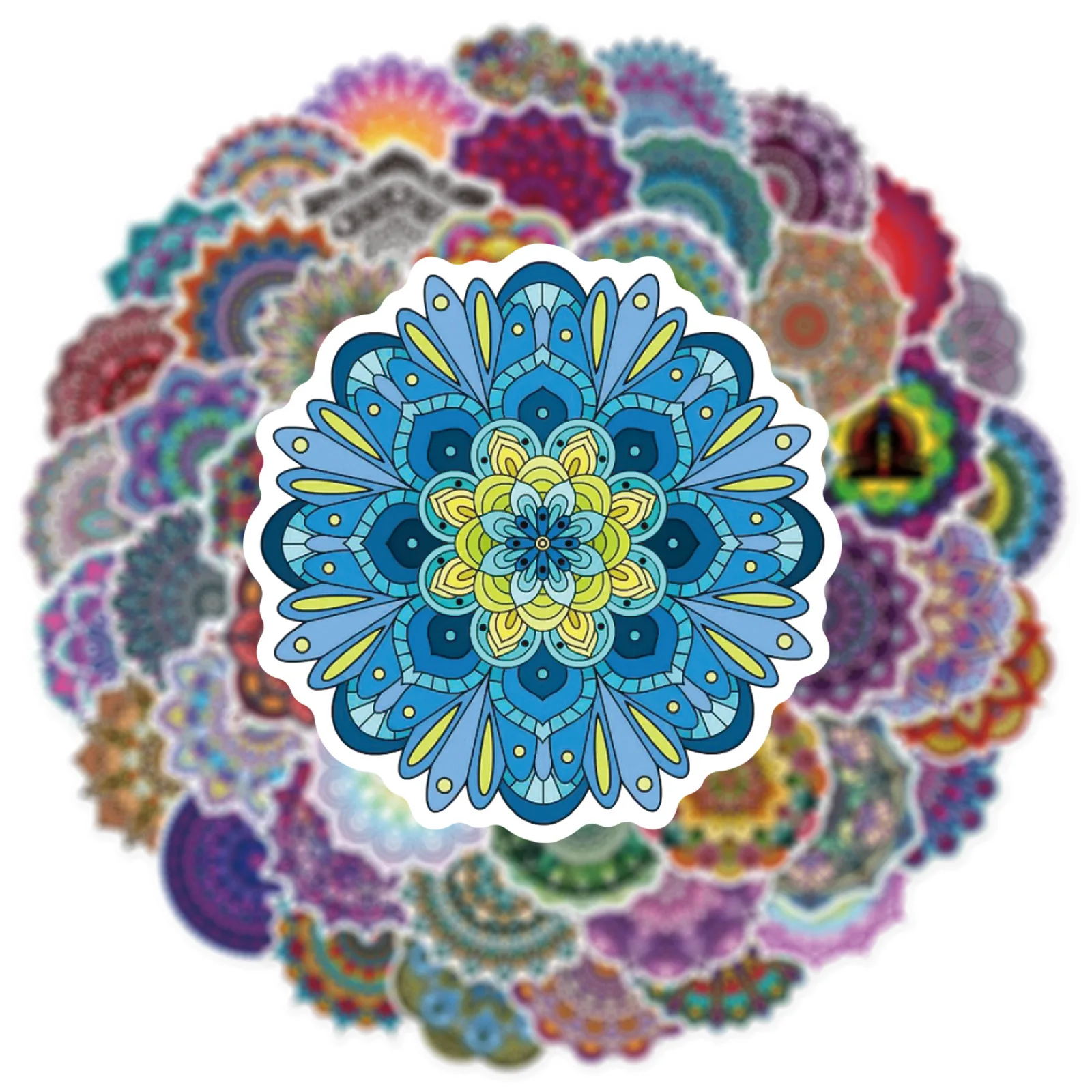 10/25/50pcs Cool Mandala Flower Stickers Graffiti for Phone Laptop Guitar Stationery Helmet Travel Luggage Skateboard Car DIY