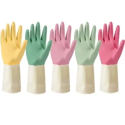 Two-color Dishwashing Gloves Women's Household Kitchen Dishes Durable Cleaning Household Rubber Latex Laundry Waterproof Gloves