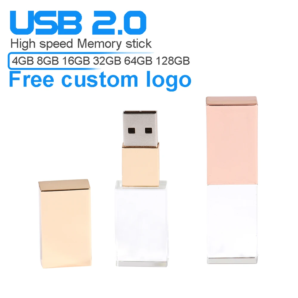 New Hot Fashion Crystal USB Flash Drive 64GB 100% Real Capacity Pen Drive 32GB Free Custom Logo Pen Drive 16GB Creative Gift