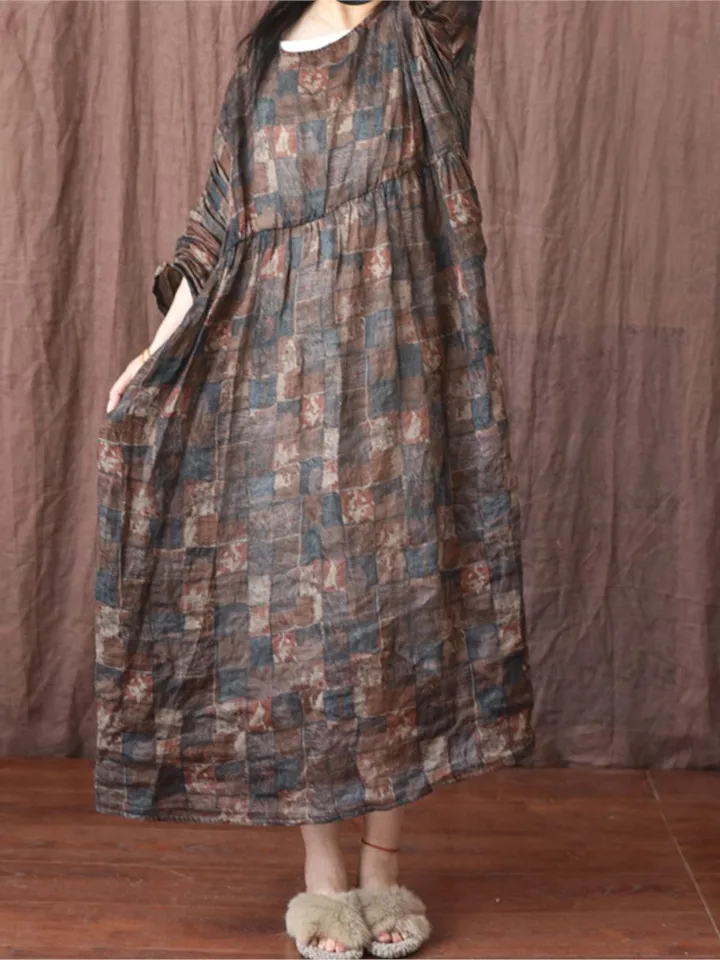 johnature boho dress Vintage Floral Ramie Women Summer Casual Gypsy dress