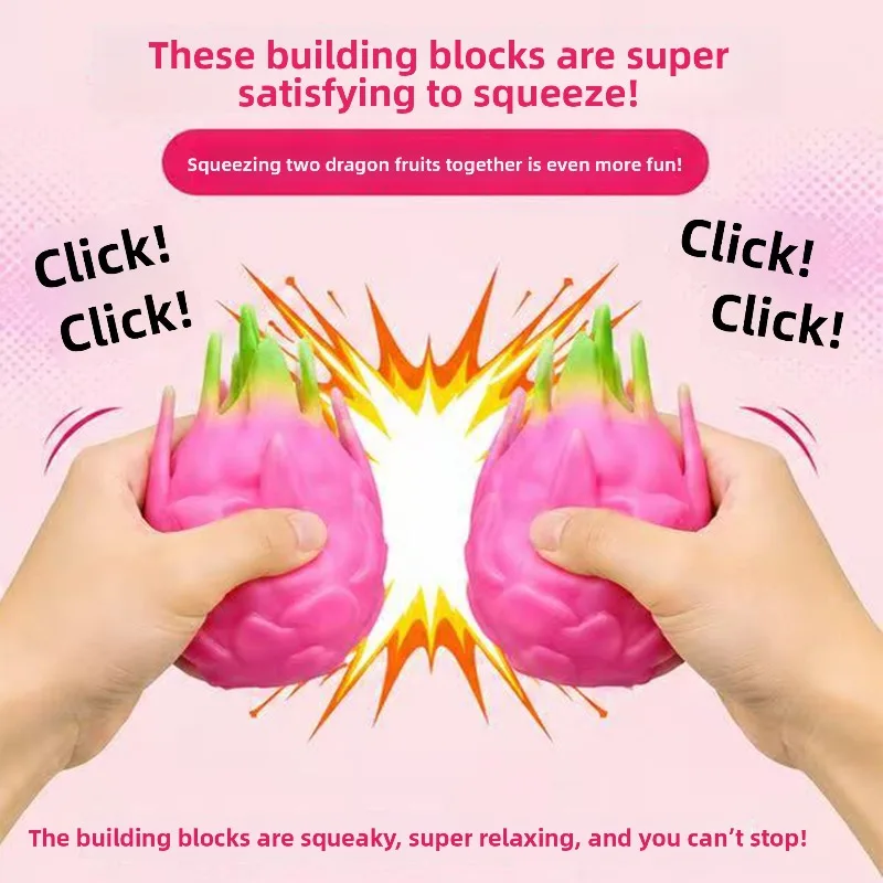 Dragon Fruit Building Block Handmade Ball Products Slow Rebound Plastic Pinch Music Cute Sound Decompression Toy Music Gifts