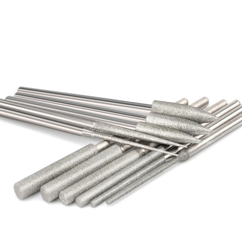11PCS Kim cương mài Burrs Diamonds Công cụ BITS Diamonds Grinding Head Set cho DIY Craft & Home Repair Project