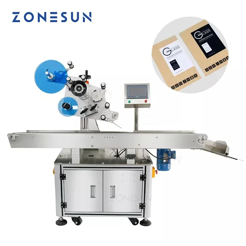 ZONESUN Automatic Labeling Machine ZS-TB831 Flat Surface Sticker Dispenser Applicator for Plastic Box Lid Fruit Tray Toy