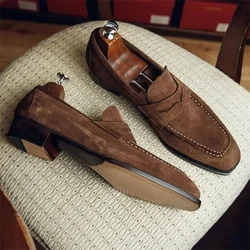 Mode Müßiggänger Männer Schuhe Klassische Vielseitig Business Casual Täglichen Karree Stiche Faux Wildleder Einfarbig Kleid Schuhe