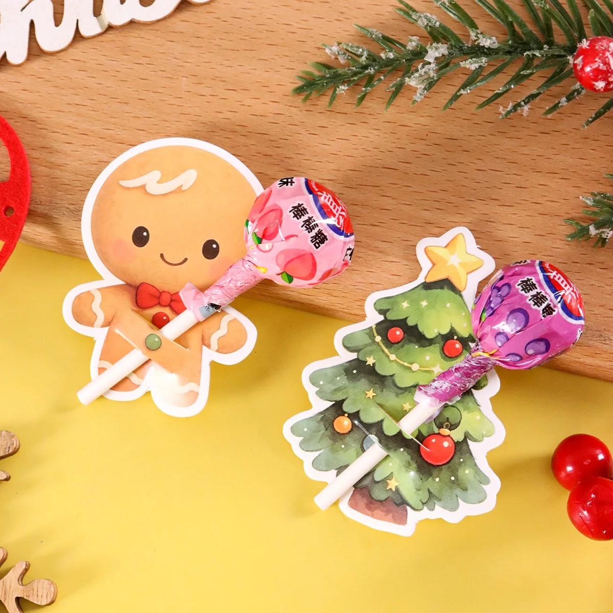 48 Stück Weihnachts-Lollipop-Halterkarten mit niedlichem Weihnachtsmann-Rentier-Design für Geburtstagsfeier-Deko, DIY Weihnachtsdekoration für Zuhause 2026 – Detail 4