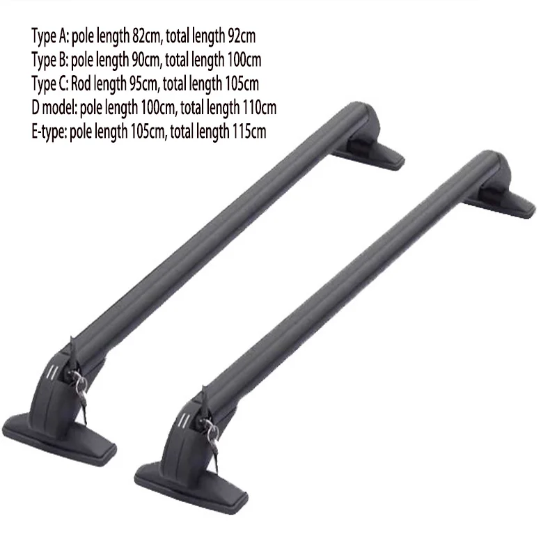 1 Pair Universal Vehicle Car Roof Mounting Rack Rail Bar Black Aluminum Luggage Carrier with Lock Top  Horizontal Bar Top Frame