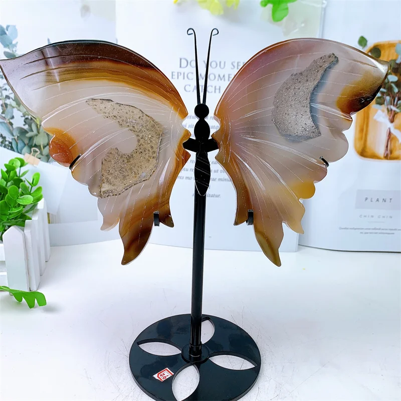 

Natural Agate Geode Butterfly Wings, High-Quality Crystal Ornament, Quartz, Healing Reiki, Gemstone, Feng Shui Decoration