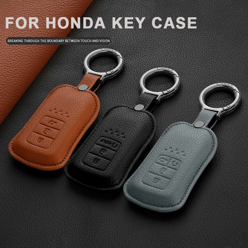 

Leather Car Key Case Cover For Honda Honda Accord Civic 10th CR-V HR-V Insight Odyssey Pilot Ridgeline Jazz Jade Fit Freed City