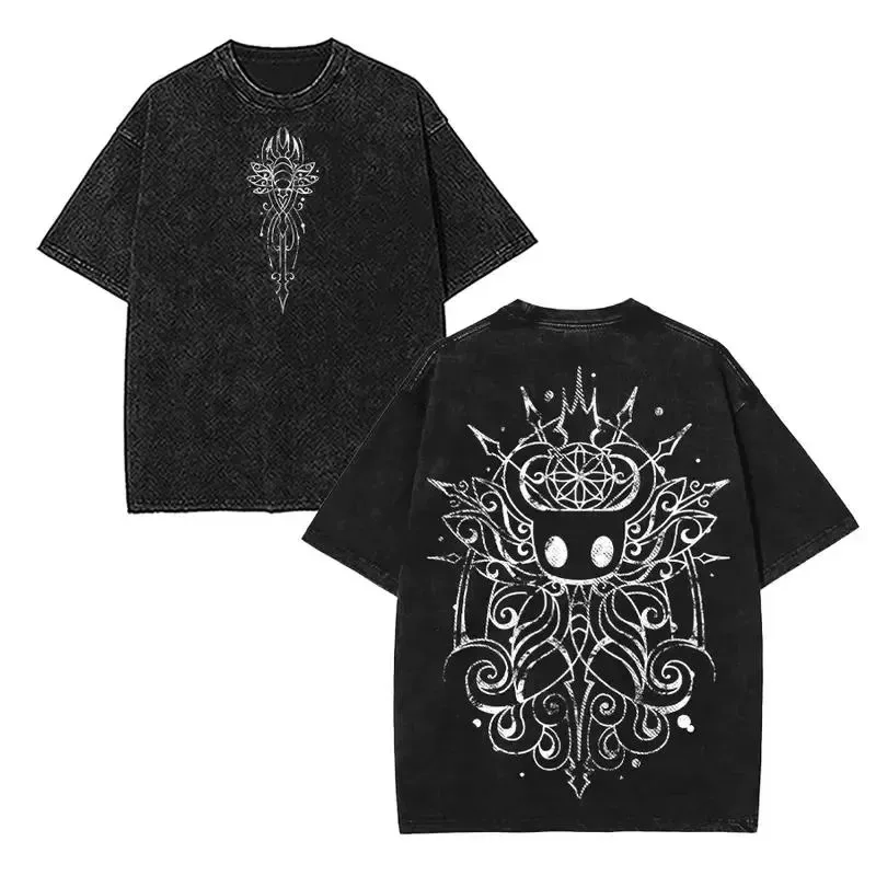 Hollow Knight Double-Sided Game T-Shirt, Hornet T-Shirt, Never Give Up Hope Washed Tee, Popular Streetwear for All T-shirt