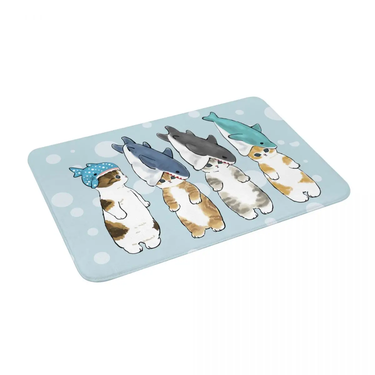 Kittens to be bitten by sharks mofu sand Cats are cute Even if they are crocodiles and fishes Doormat Soft Mat for Living Room