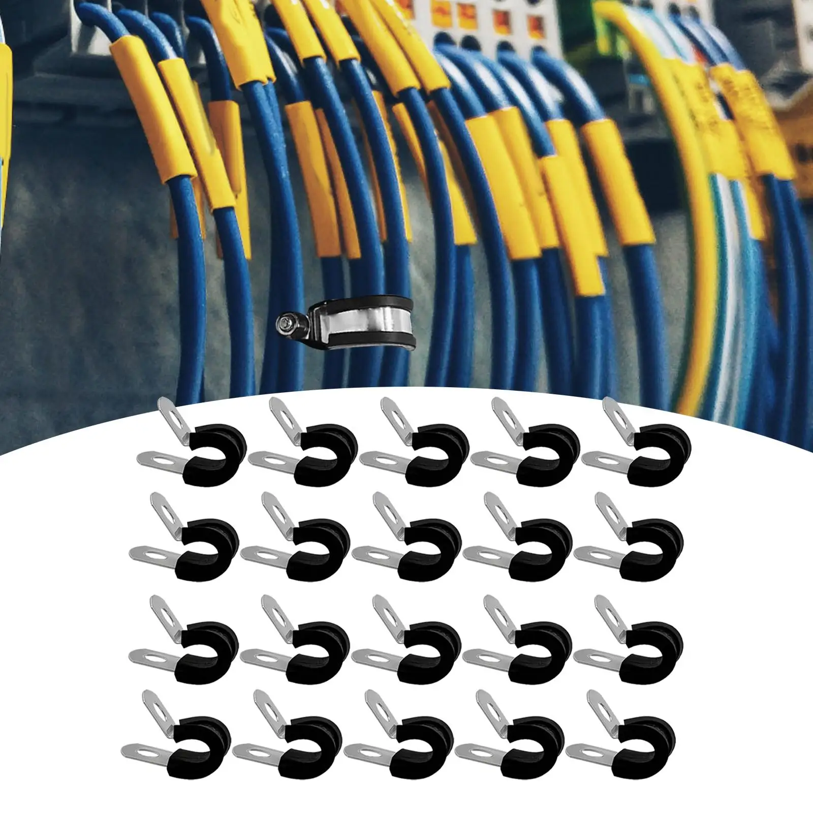 

20x Pipe Clamps Rubber Cushioned Insulated 1/4 inch Cable Clamps 304 Stainless Steel Tube Clamp for Household DIY Industrial Rvs