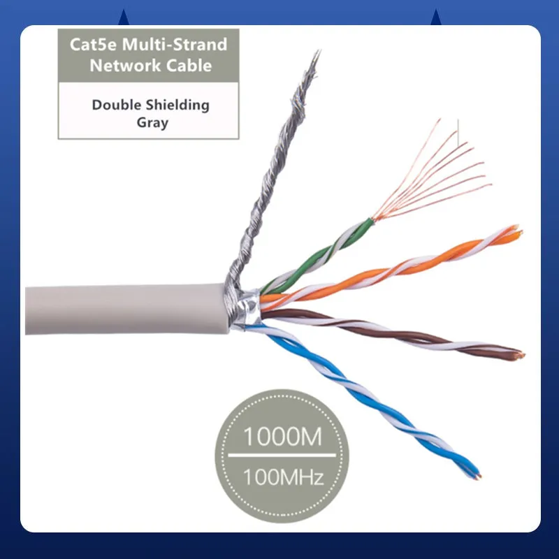 50m Ethernet Cat5e Patch Cord SFTP Double Shielded RJ45 Computer Network Cable For Laptops Modem Home Switch Internet Lan Wire