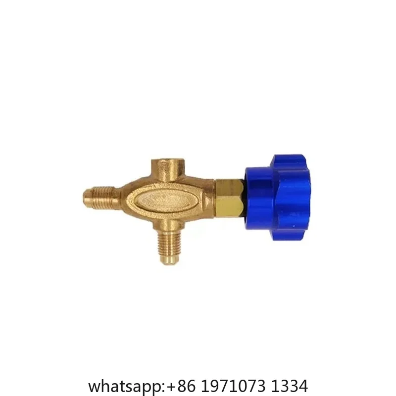 Refrigerant Three-Way Valve, Testing Valve HS-466N Inch Air Conditioning Refrigerant Pressure Gauge Tool Valve