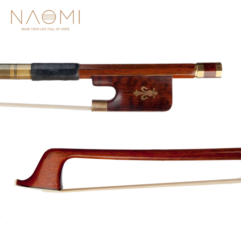 

NAOMI Advanced 4/4 Cello Bow Brazilwood Bow Round Stick AAA Grade White Horsehair Snakewood Frog Handmade Bow