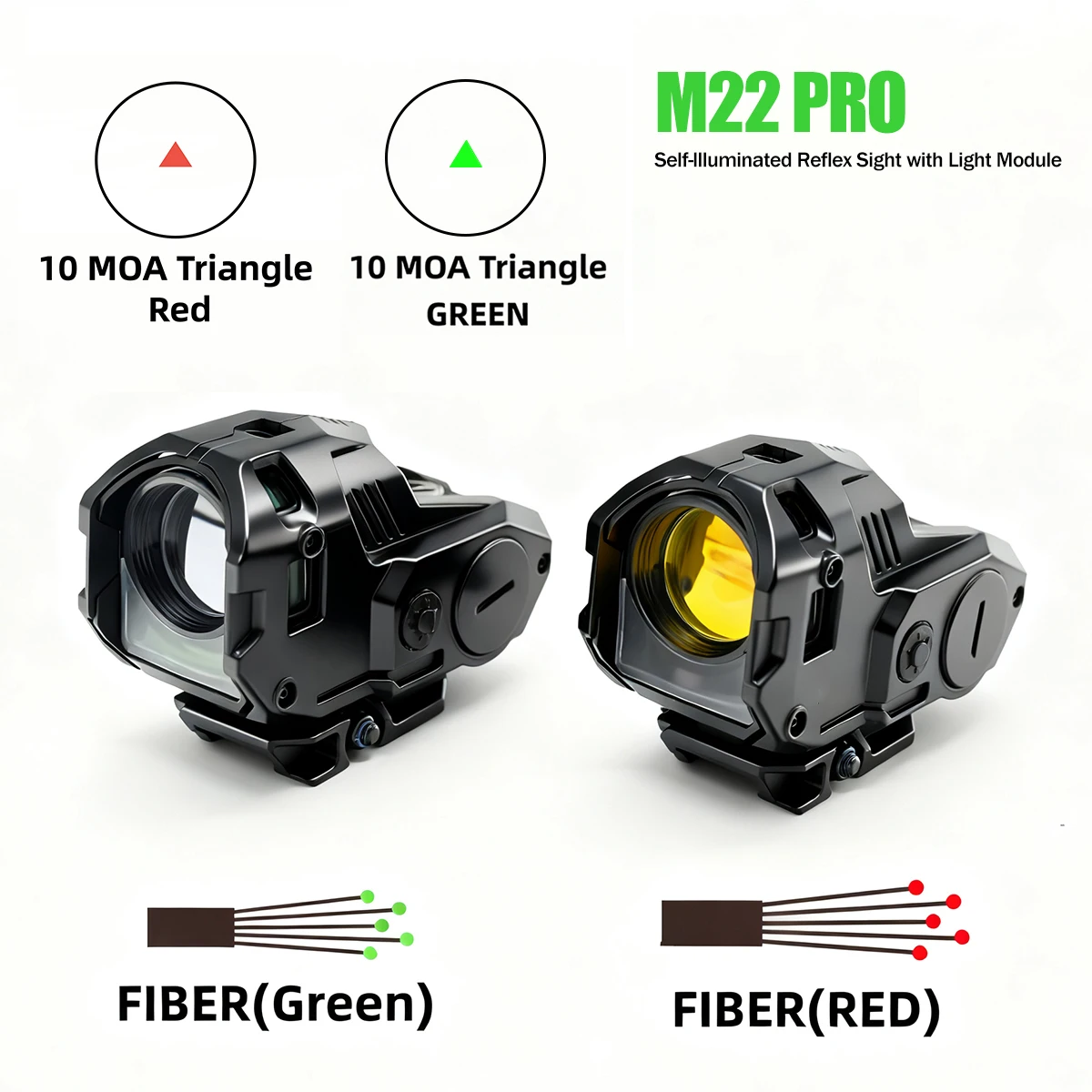 Tactical M22 PRO Reflex Red Dot Sight Self-lluminated Sight with Light Module Hunting Rifle Scope Real Fiber Optics Sight