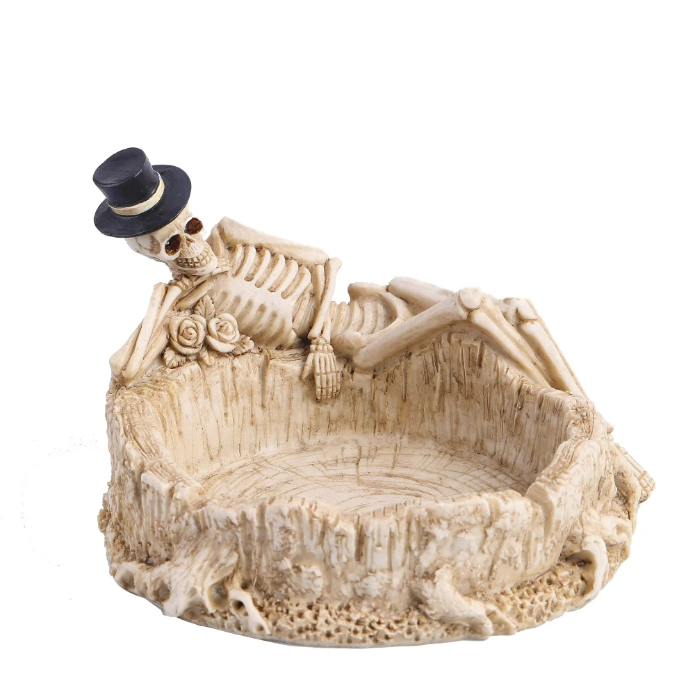 Creative And Fashionable New Sleeping Posture Skull Ashtray Bar Ktv Personalized Home Jazz Ornaments Halloween