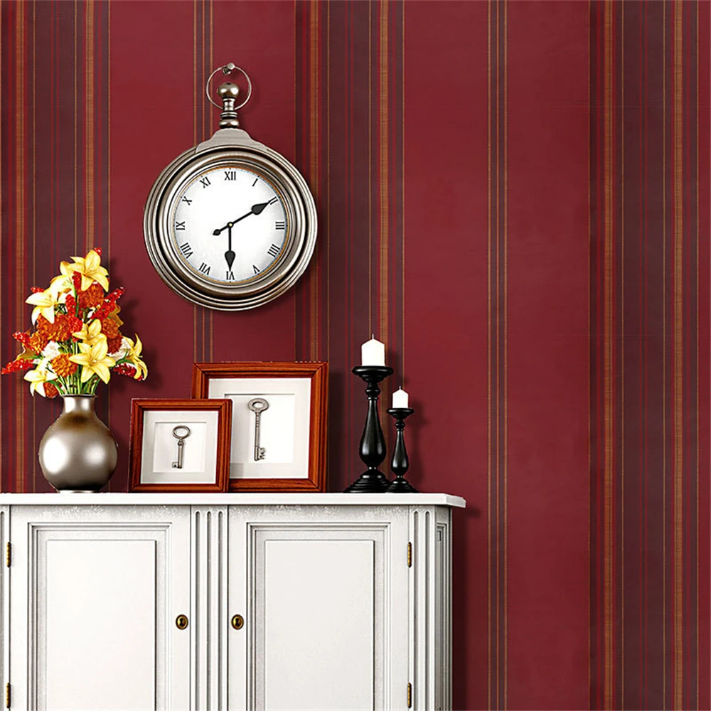papel de parede Mediterranean modern vertical stripes wallpaper living room bedroom red stripe blue simple wall paper background