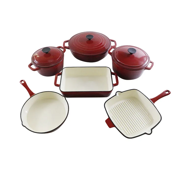 Kitchenware Cookware Sets Enamel Cast Iron Casserole Pot Cookware Sets With Factory Price