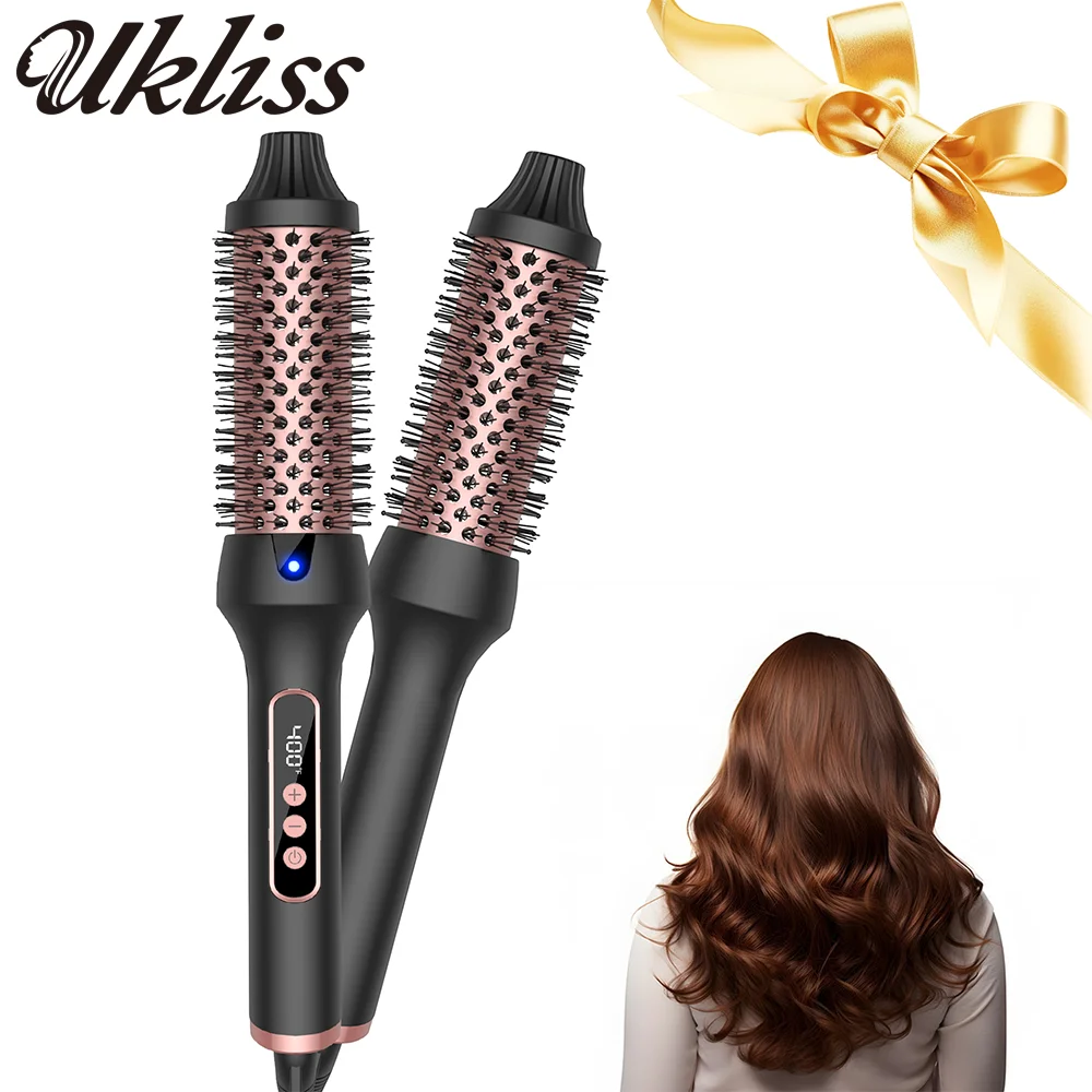 1.5 Inch Thermal Brush Create Loose & Volume Curls Heated Curling Iron Brush 9 Heat Settings Ionic Hair Curler Curling Comb