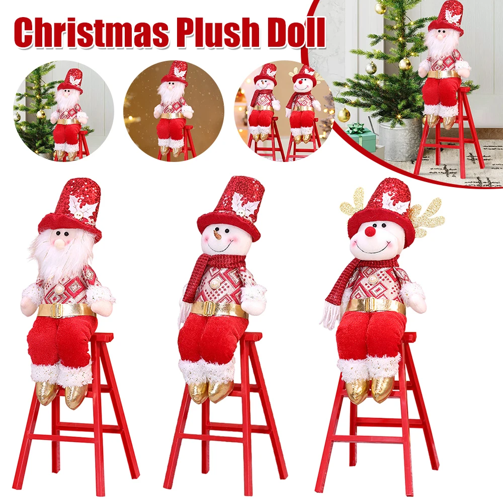 دمية رجل الثلج سانتا كلوز لعيد الميلاد، زينة رجل الثلج المحشوة لتزيين المنزل في عطلة الشتاء #1