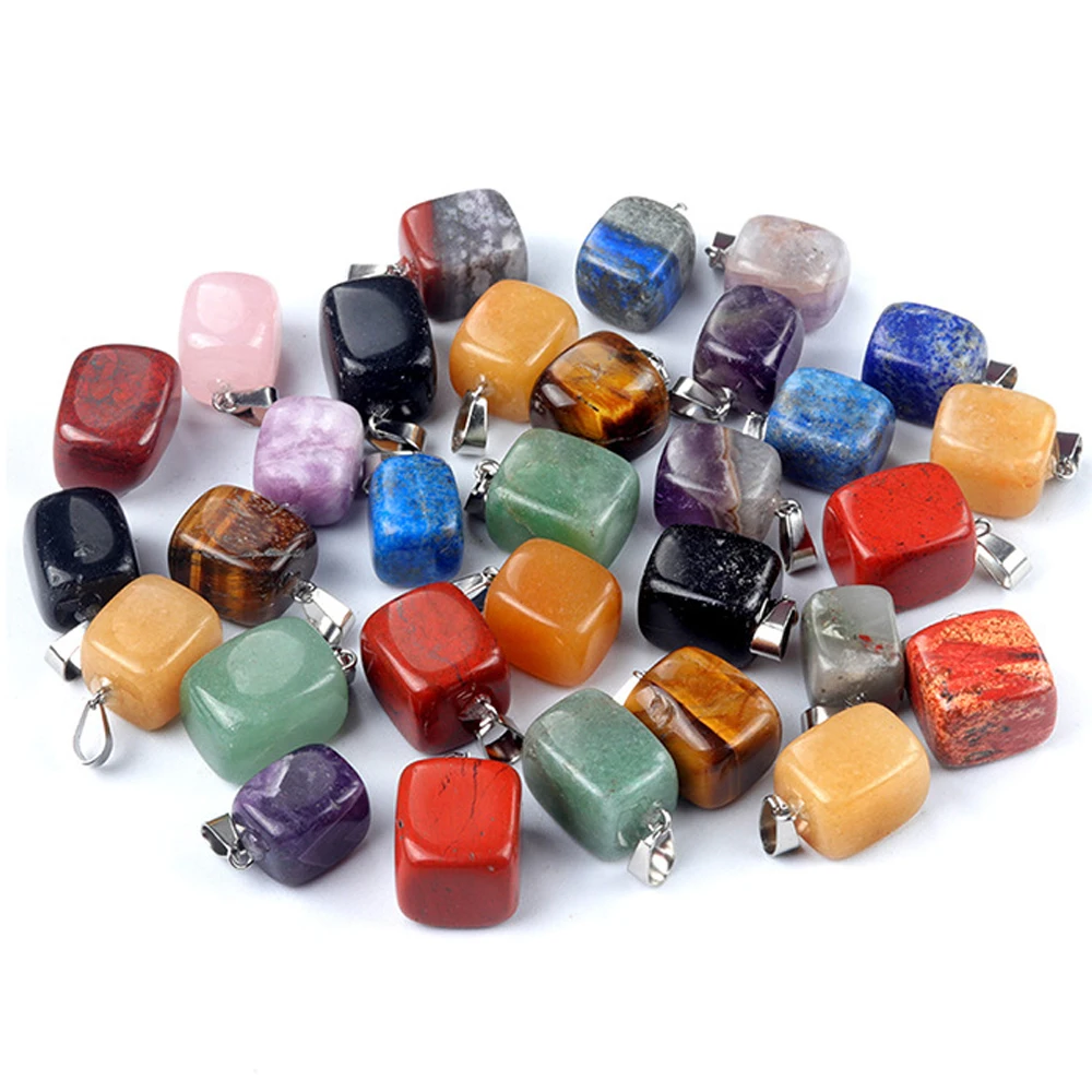 Zufällige Farbe 5 stücke feine Naturstein Anhänger unregelmäßige quadratische Charms für Schmuck herstellung liefert DIY Halskette Ohrringe Zubehör
