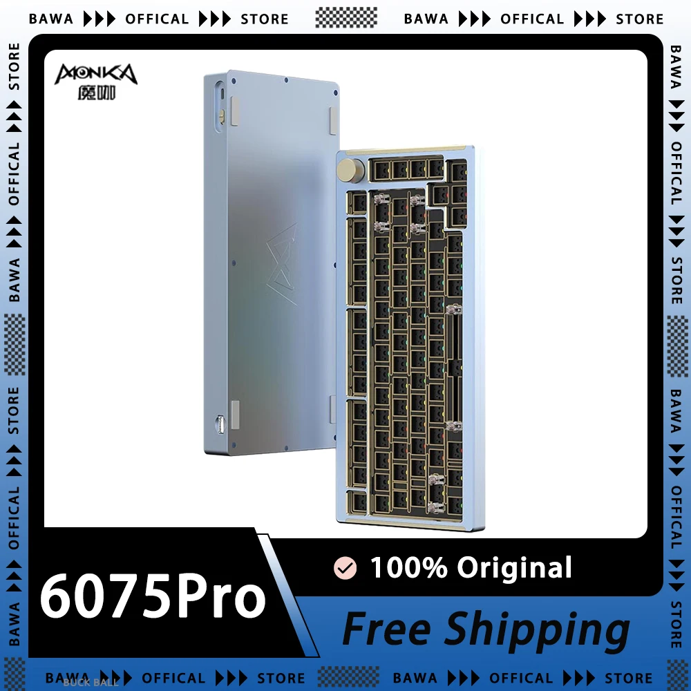 

Monka 6075 Pro Mechanical Keyboard 75% Aluminum Gaming Keyboard Rgb Backlit Gasket E-Sports Hotswap Accessory For Computer Gifts