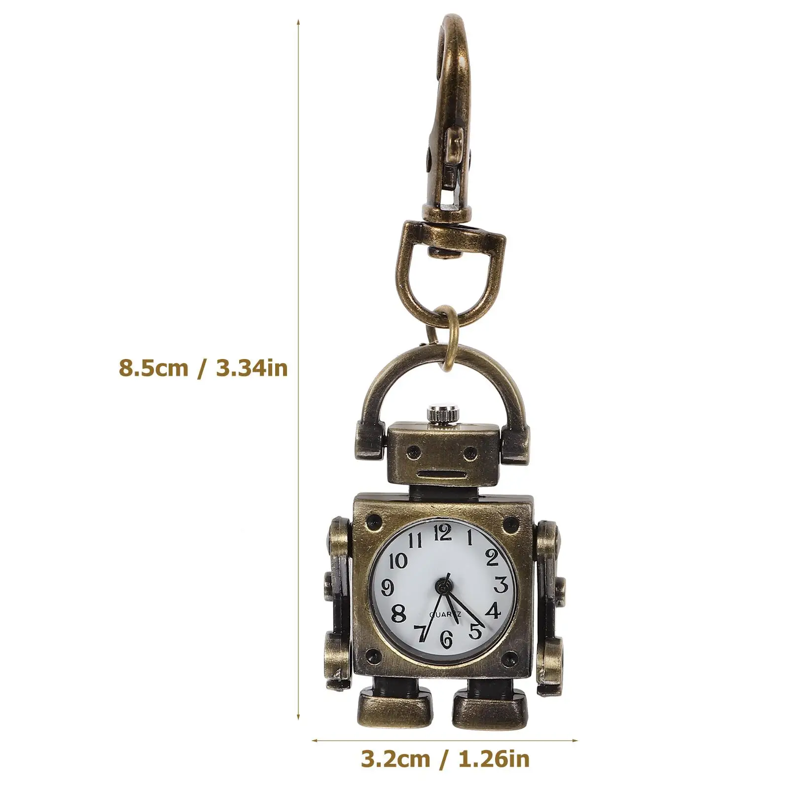 Robot Shaped Pocket Watch Keychain Vintage Clock Pendant Retro Key Ring Handbag Accessory Premium Material Long Term Use