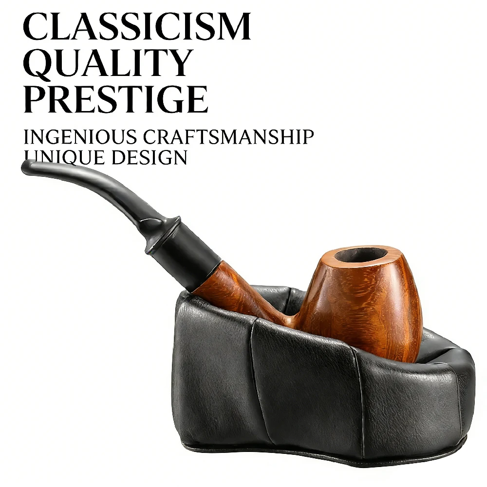 1pcs Leather Smoking Pipe Stand Rest Handmade Tobacco Pipe Rack Holder Cowhide Tobacco Pipe Stand Fit Most Pipes
