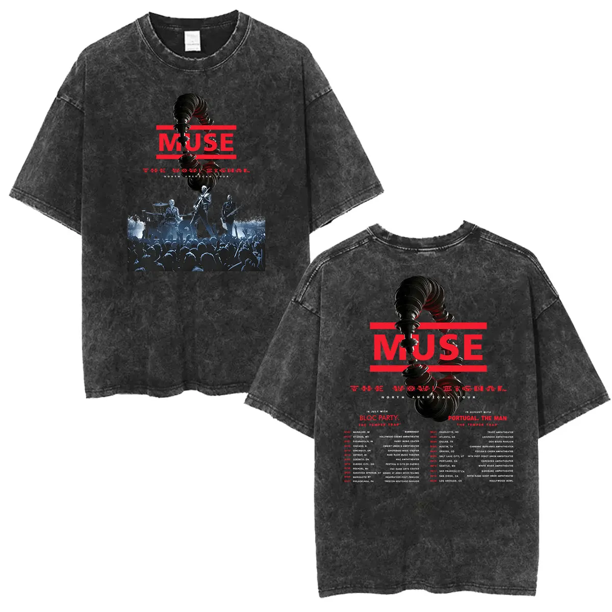 MUSE Band Vintage Washed T-Shirts MUSE The Wow! Signal Tour 2026 Fans Geschenk-T-Shirt für Männer und Frauen, Hip-Hop-T-Shirt mit O-Ausschnitt und kurzen Ärmeln – Detail 6