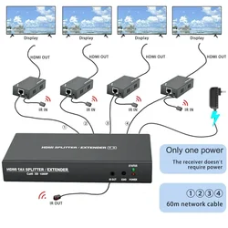 Poc ir hdmiエクステンダー,rj45 4k,cat5,60m,1x1,1x2,1x4,1x7,圧縮なし