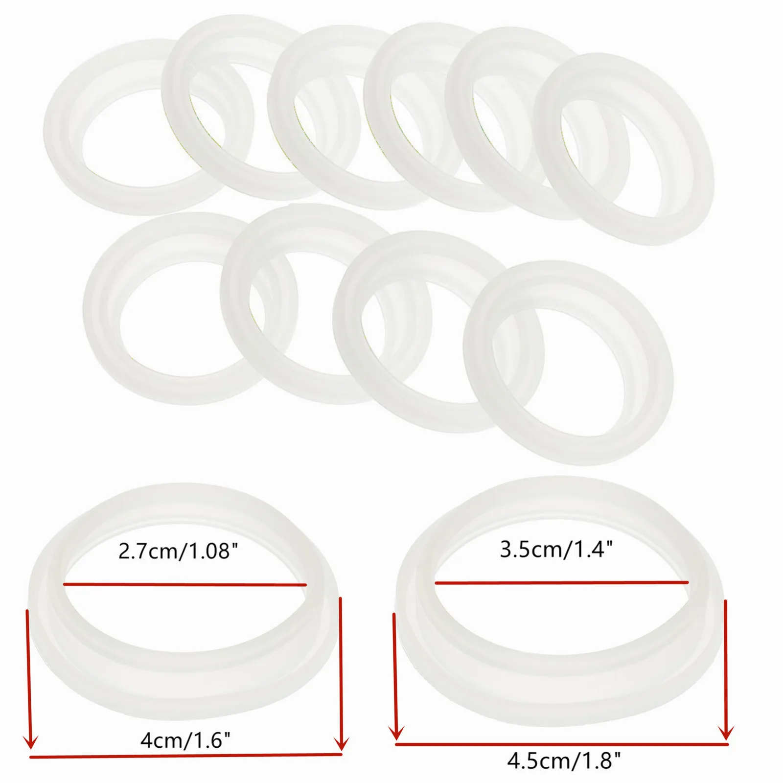 10Pcs Silicone Sealing O Rings Gaskets 4/4.5cm Outside DIA Vacuum Bottles Sealing Ring Pad Fasteners for 4.5/5.2cm Thermoses Lid