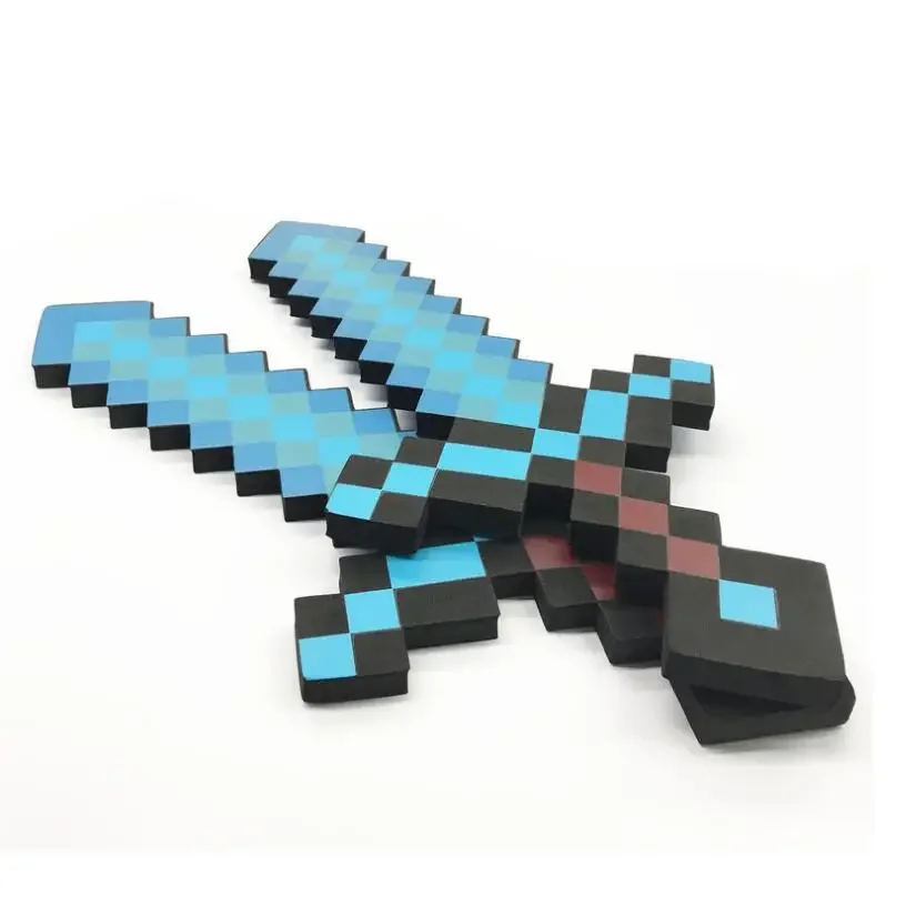 Steve Design Blue Diamond Sword Soft EVA Foam Toy minecrafte Axe shovel Sword Boys Lovely Toys For Children fans birthday gift