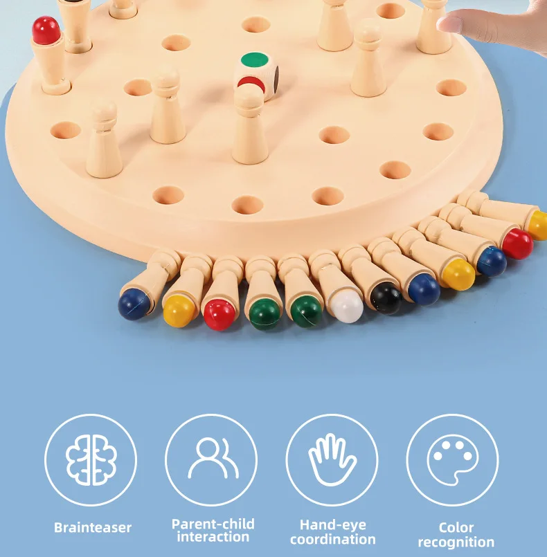 Imitation Wooden Memory Match Stick Chess Color Game Board Puzzles Montessori Educational Toy Cognitive Ability Learning Toys