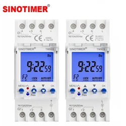 12V DC 24V 220V AC 110V Input Power 2 Channels Big LCD Display Programmable 24hrs Time Clock with Two Relay Independent Outputs